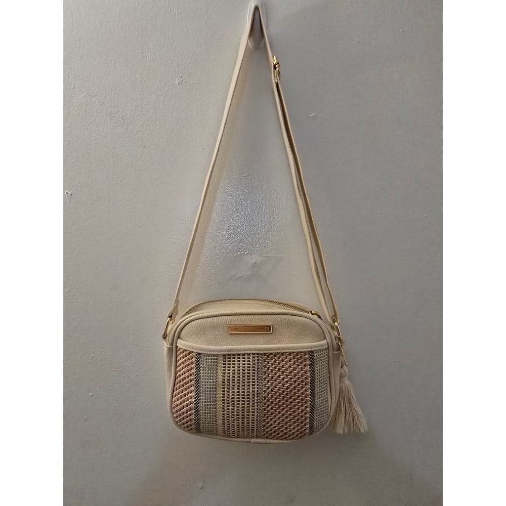 Sincerely Jules Canvas Crossbody Bag Woven Stripe Tassel Cream‎ Multi